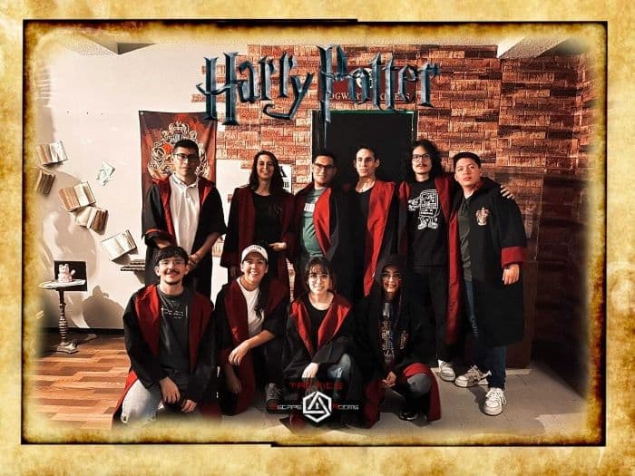 A photo of the Airpals team in a Harry Potter-themed escape room